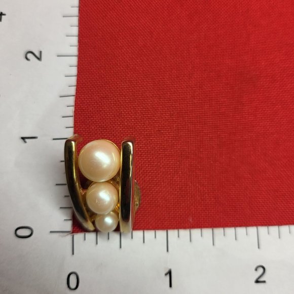 VTG Faux Gold Tone Pearl Choker Necklace & Clip on Earrings - Picture 3 of 10